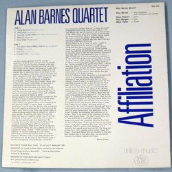 画像2: ☆ちょっとレアな中古アナログ　ALAN BARNES QUARTET / Affiliation (LP)(MILES MUSIC)